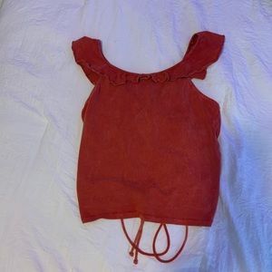 Red lace back top